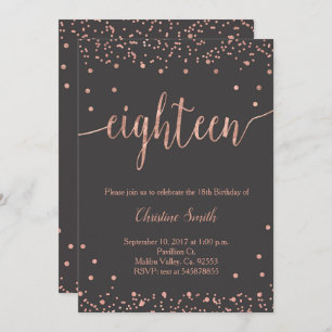 Rose Gold 18th Birthday Celebration Invitation