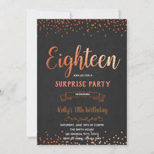 Rose gold 18th birthday invitation