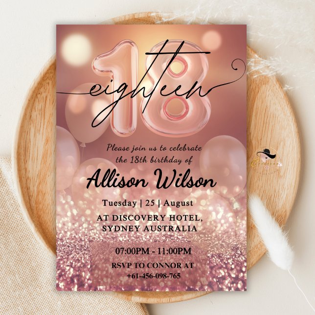 Rose Gold 18th Birthday Party Invitations for girl (Creator Uploaded)