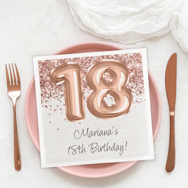  Rose Gold 18th Birthday Party Napkin (Creator Uploaded)