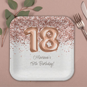  Rose Gold 18th Birthday Party Paper Plate