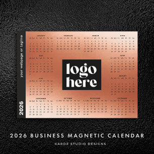 Rose Gold 2026 Business Logo Magnetic Calendar