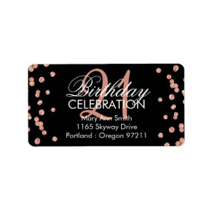 Rose Gold 21st Birthday Glitter Confetti Black Label