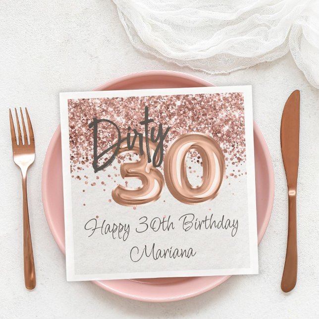  Rose Gold 30th Birthday Party Napkin (Creator Uploaded)