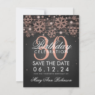 Rose Gold 30th Birthday Save Date Winter Save The Date