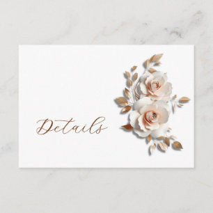 Rose Gold 3D Floral Wedding Details Enclosure Card