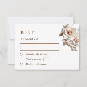 Rose Gold 3D Roses Wedding RSVP Card