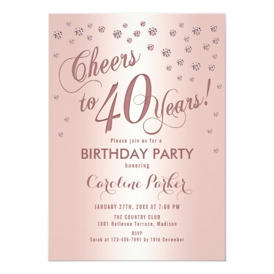 Rose Gold 40th Birthday Party Invitation | Zazzle.com.au