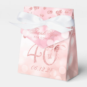 Rose Gold 40th Birthday Thank You Floral Lights Favour Box