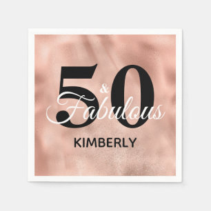 Rose Gold 50 and Fabulous Glam Birthday Party Napkin