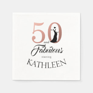 Rose Gold 50 Fabulous 50th Birthday Party Monogram Napkin
