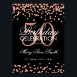 Rose Gold 50th Birthday Glitter Confetti Black Poster<br><div class="desc">Elegant 50th Birthday Rose Gold Black Faux Glitter Confetti banner template.</div>