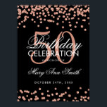 Rose Gold 50th Birthday Glitter Confetti Black Poster<br><div class="desc">Elegant 50th Birthday Rose Gold Black Faux Glitter Confetti banner template.</div>