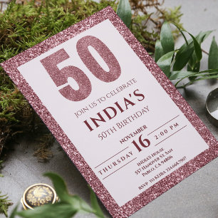 Rose Gold 50th birthday Invitation