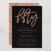 Rose Gold 50th Birthday Invitation Template