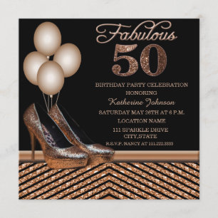 Rose Gold 50th Birthday Party Invitatio Invitation