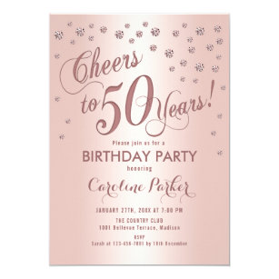 Rose Gold 50th Birthday Party Invitation