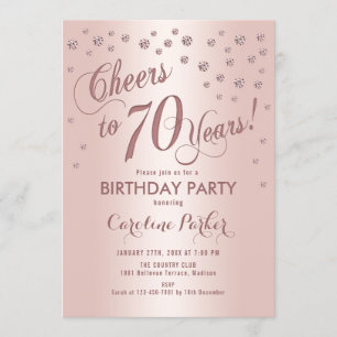 Rose Gold 70th Birthday Party Invitation
