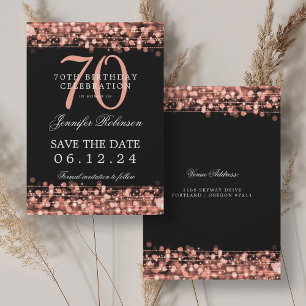 Rose Gold 70th Birthday Save the Date Invitation