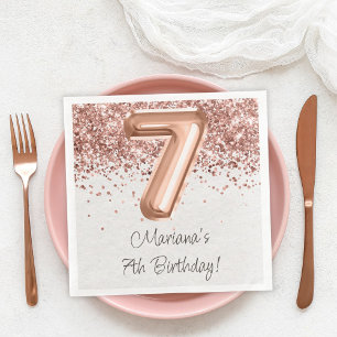  Rose Gold 7th Birthday Party Napkin