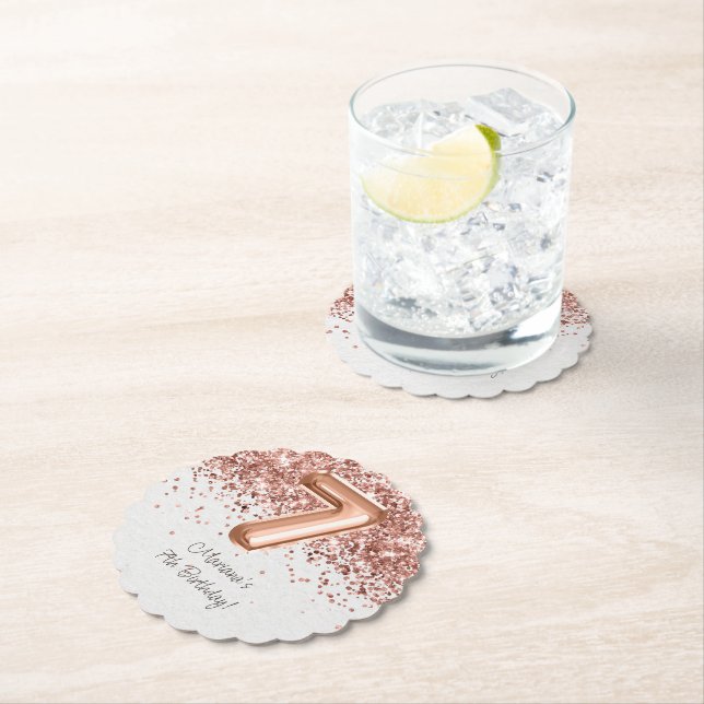  Rose Gold 7th Birthday Party Paper Coaster (Insitu)