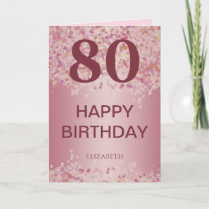Rose Gold 80 Birthday  Card