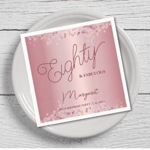 Rose Gold 80th Birthday Party Napkin