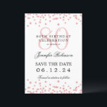 Rose Gold 80th Birthday Party Save Date Details  Invitation<br><div class="desc">Elegant "70th Birthday Party" design with faux glitter confetti & details text. Easy to use and easy to personalise. Order Today!</div>