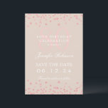 Rose Gold 80th Birthday Save Date Details Champagn Invitation<br><div class="desc">Elegant "70th Birthday Party" design with faux glitter confetti & details text. Easy to use and easy to personalise. Order Today!</div>