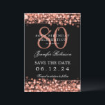 Rose Gold 80th Birthday Save the Date w/ Details Invitation<br><div class="desc">Elegant "80th Birthday Party" design with Rose Gold String Lights and custom name and details text. Easy to use and easy to personalise. Order Today!</div>