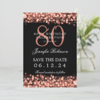 Rose Gold 80th Birthday Save the Date w/ Details