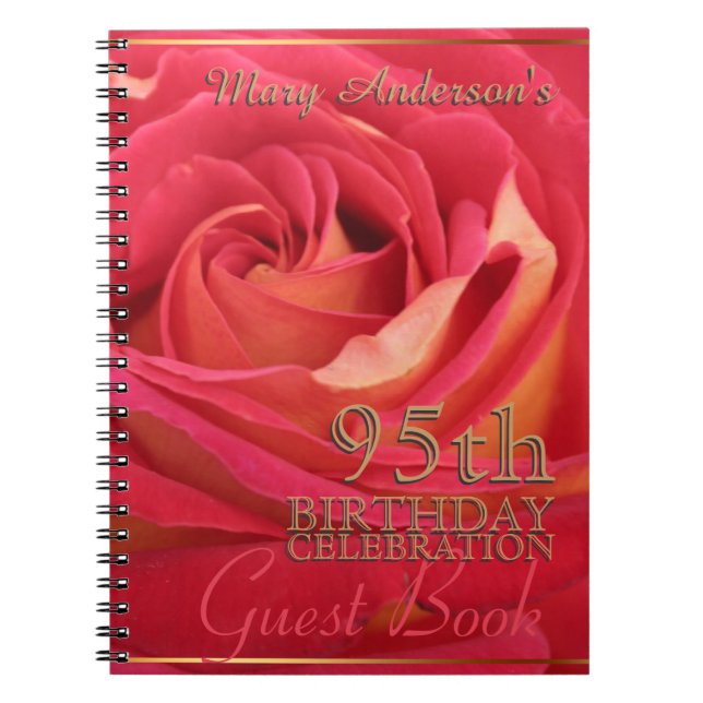 Rose Gold 95th Birthday Celebration Guest Book (Front)