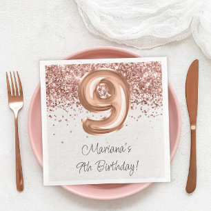  Rose Gold 9th Birthday Party Napkin