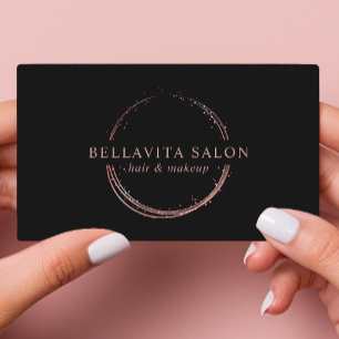 Rose Gold Abstract Circle Salon Logo Business Card
