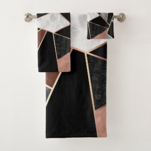 Rose Gold Abstract Pattern Bath Towel Set