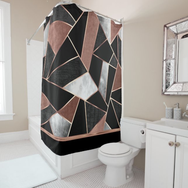 Rose Gold Abstract Pattern Shower Curtain (In Situ)