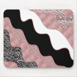 Rose Gold Abstract Wave Modern Gold Glam Trendy Mouse Pad