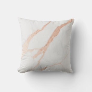 Rose Gold Accents – Elegant White Marble Design Cushion