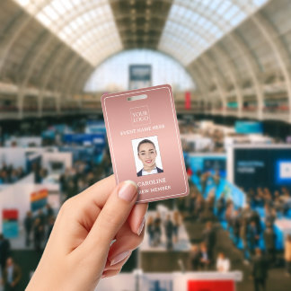Rose Gold Add Logo Event Conference Concert Crew ID Badge