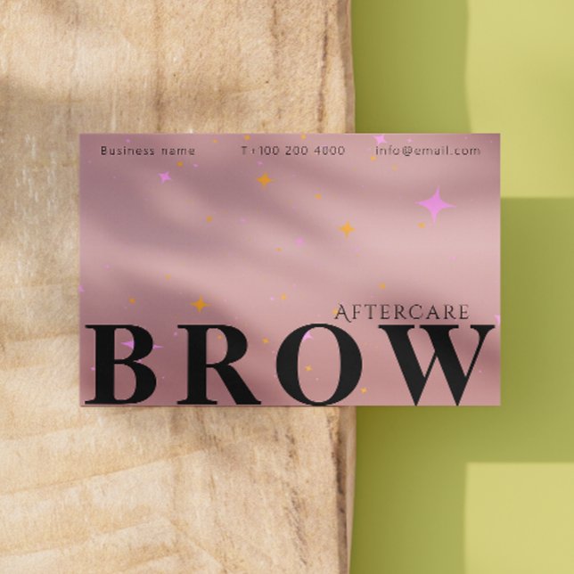 Rose Gold After Care Brow Instruction Business Card (Rose Gold After Care Brow Instruction Business Card)