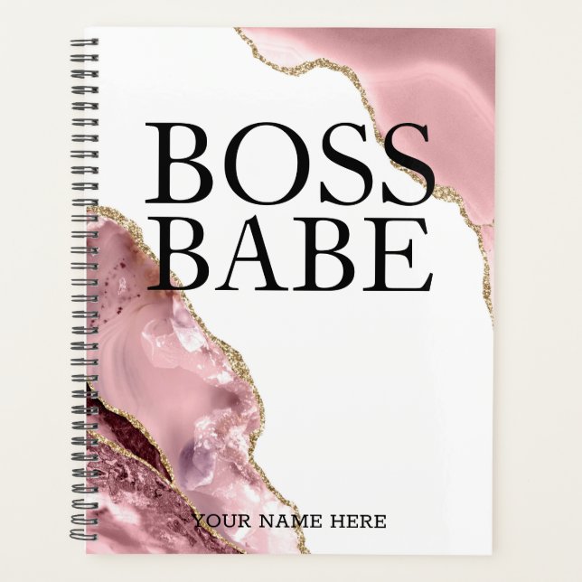 Rose Gold Agate Girl Boss Boss Babe  Hustle Women Planner (Front)