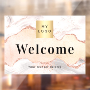 Rose gold agate marble business logo welcome