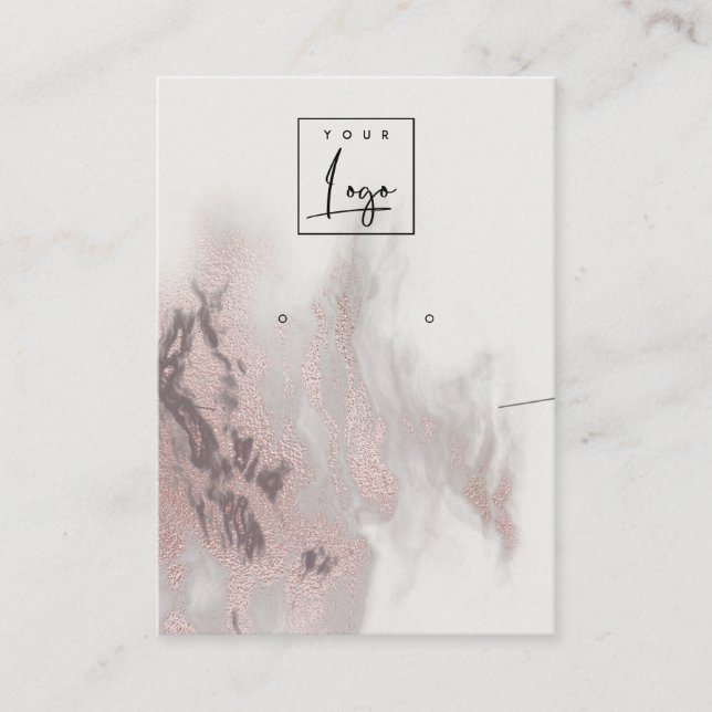 Rose Gold Agate Necklace Earring Logo Display Business Card (Front)