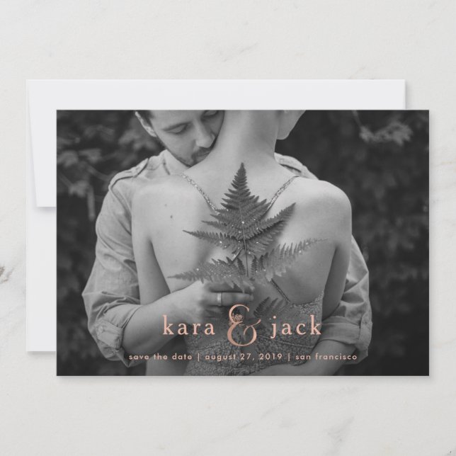 Rose Gold Ampersand | Four Photo Save the Date Invitation (Front)