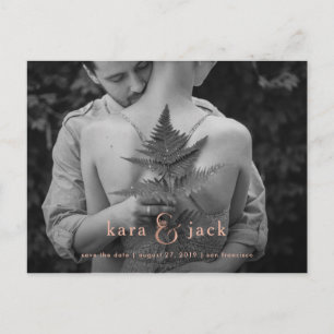 Rose Gold Ampersand Photo Save the Date Announcement Postcard
