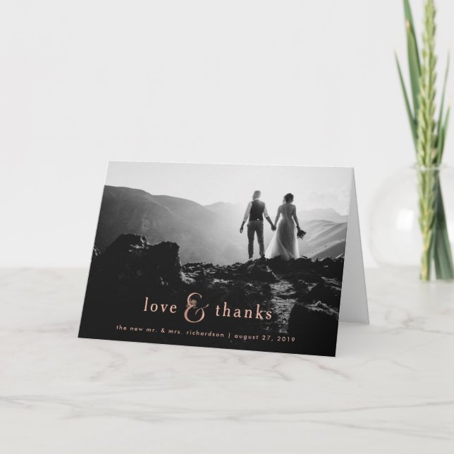 Rose Gold Ampersand | Photo Thank You Card (Front)