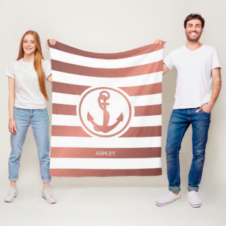 Rose Gold Anchor Fleece Blanket