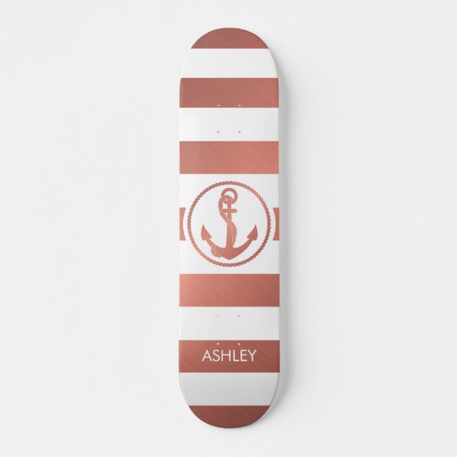 Rose Gold Anchor Skateboard (Front)