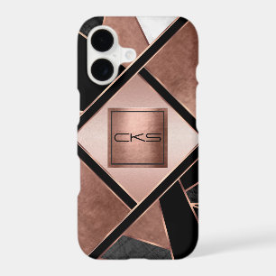 Rose Gold and Abstract   Monogram 