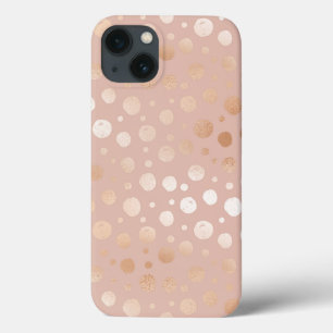 Rose-gold and beige dots pattern iPhone 13 case